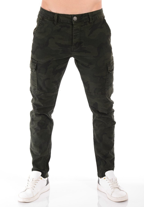 Męskie Spodnie Suwaki Moro Zielone