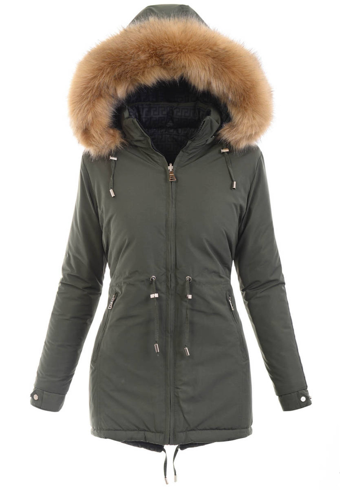 Damska Parka Kurtka 2w1 Zimowa Czarna