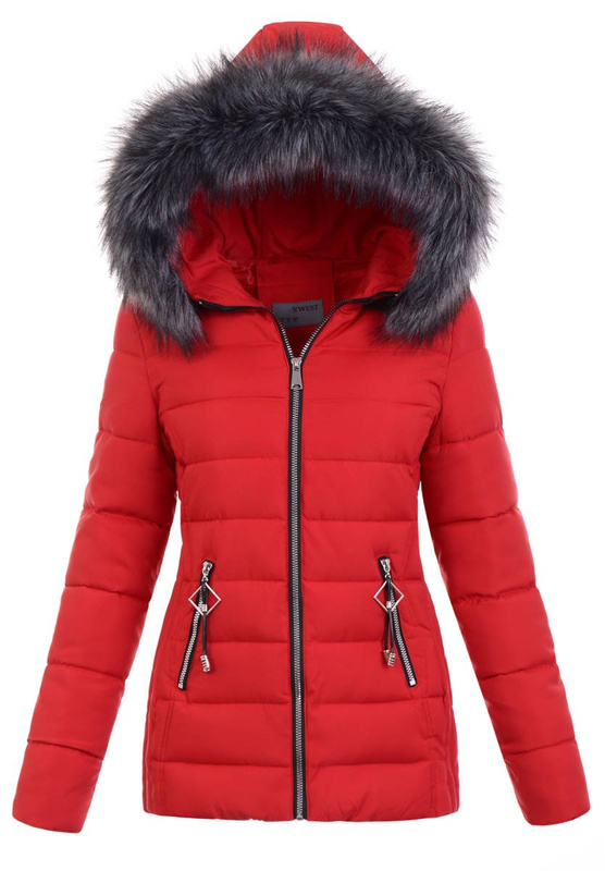 Damska Zimowa Kurtka Czerwona