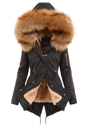 Damska Parka Kurtka 2w1 Zimowa Khaki