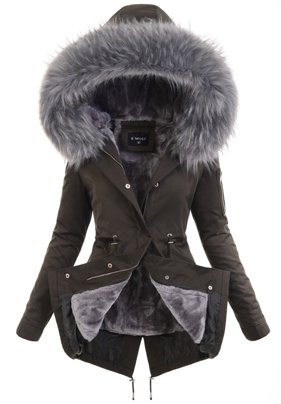 Damska Parka Kurtka 2w1 Zimowa Khaki