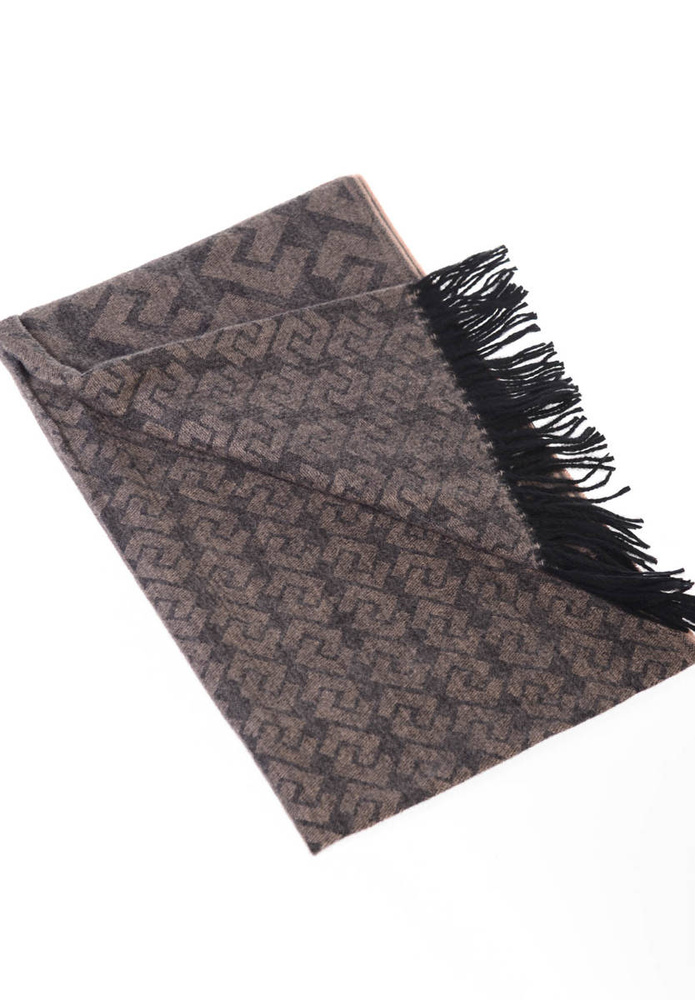 Szal Damski Wzór Geometryczny Czarno- Brązowy