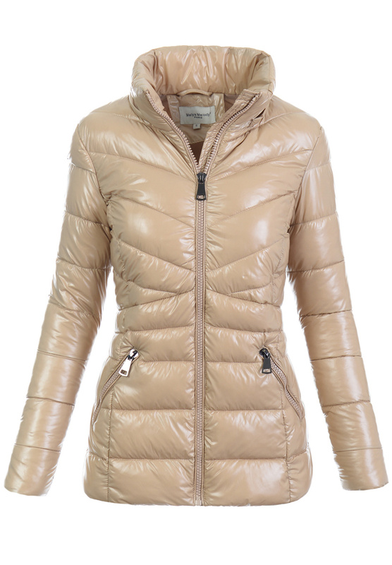Damska Zimowa Ortalionowa Kurtka Beżowa