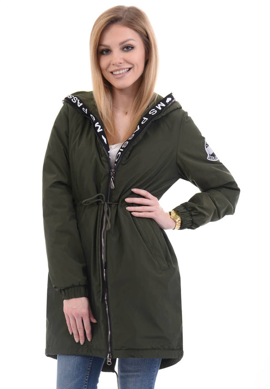 Damska Parka Wiosenna Zielona
