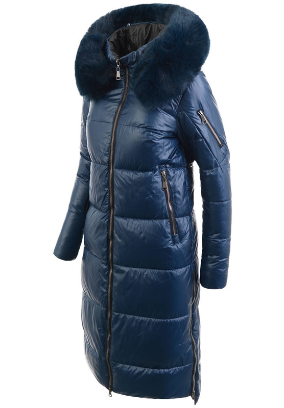 Damska Zimowa Ortalionowa Kurtka Ciemno Niebieska