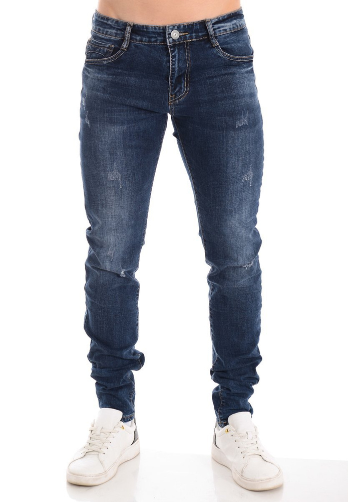Męskie Spodnie Jeansowe Granatowe