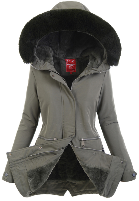 Damska Zimowa Ortalionowa Kurtka Zielona