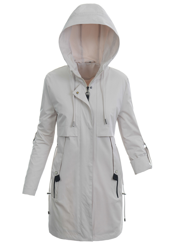 Damska Wiosenno-Jesienna Kurtka Parka Ecru