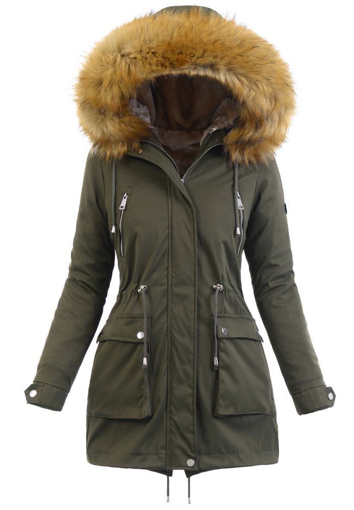 Damska Parka Kurtka 2w1 Zimowa Khaki