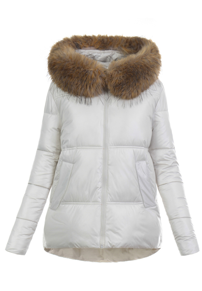 Damska Zimowa Ortalionowa Kurtka Ecru