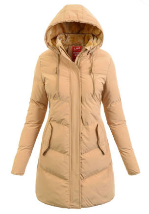 Damska Zimowa Ortalionowa Kurtka Beżowa