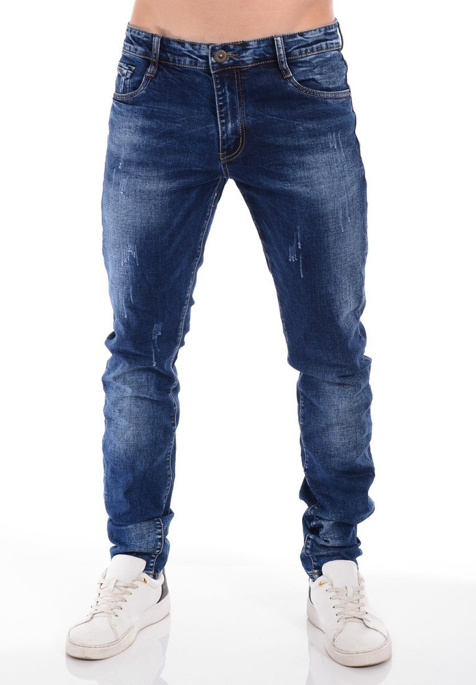 Męskie Spodnie Jeansowe Granatowe