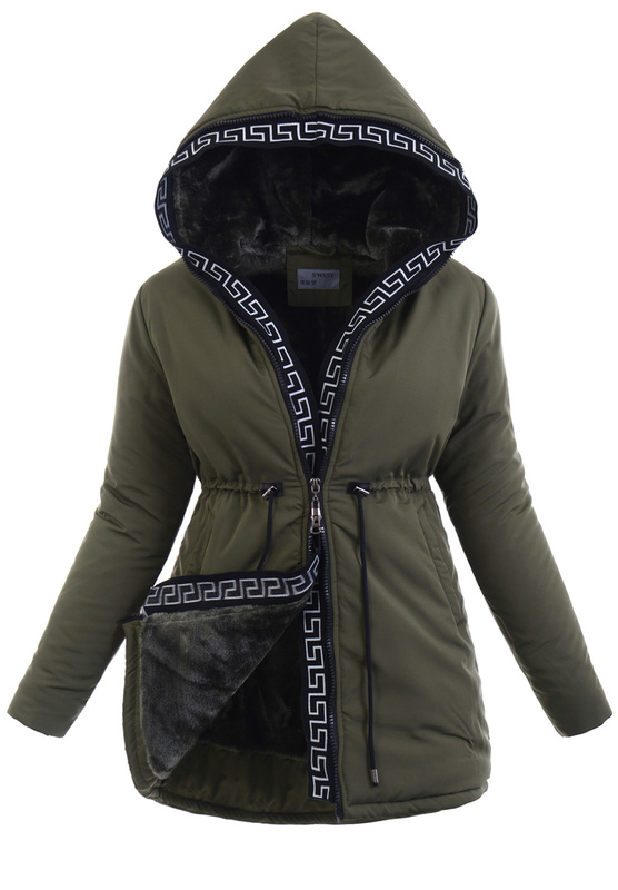 Damska Zimowa Ortalionowa Kurtka Zielona