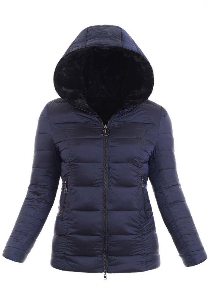 Damska Zimowa Dwustronna Kurtka Granatowa