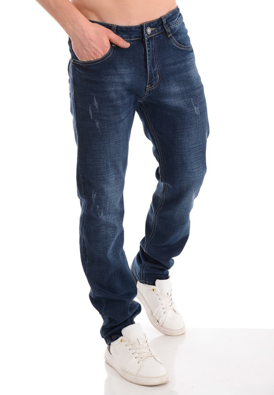 Męskie Spodnie Jeansowe Granatowe