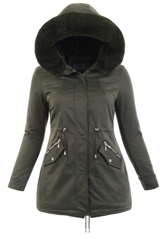 Damska Parka Kurtka Zimowa Khaki