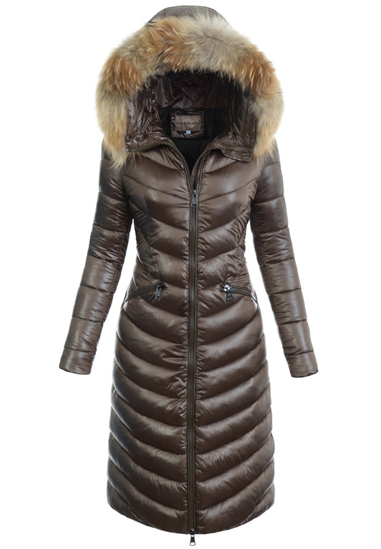 Damska Zimowa Ortalionowa Kurtka Brązowa