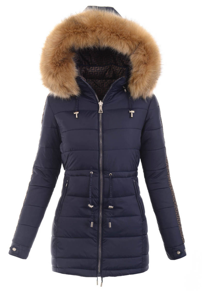 Damska Parka Kurtka 2w1 Zimowa Czarna