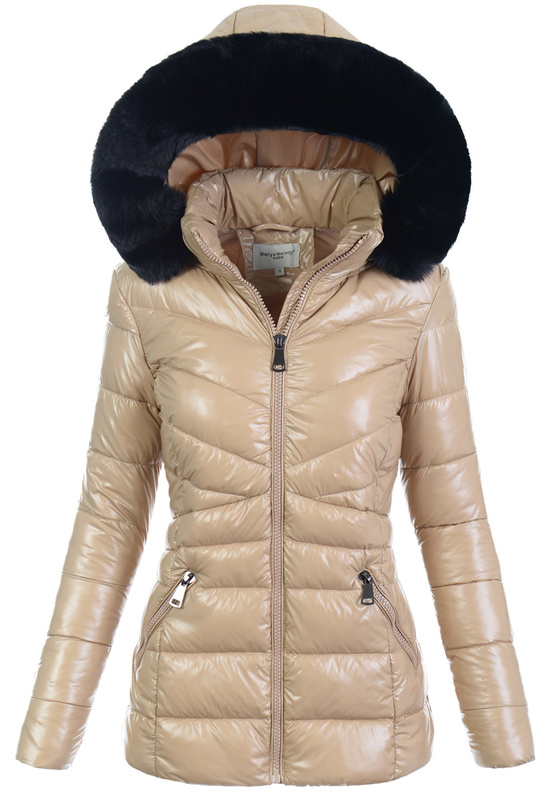 Damska Zimowa Ortalionowa Kurtka Beżowa