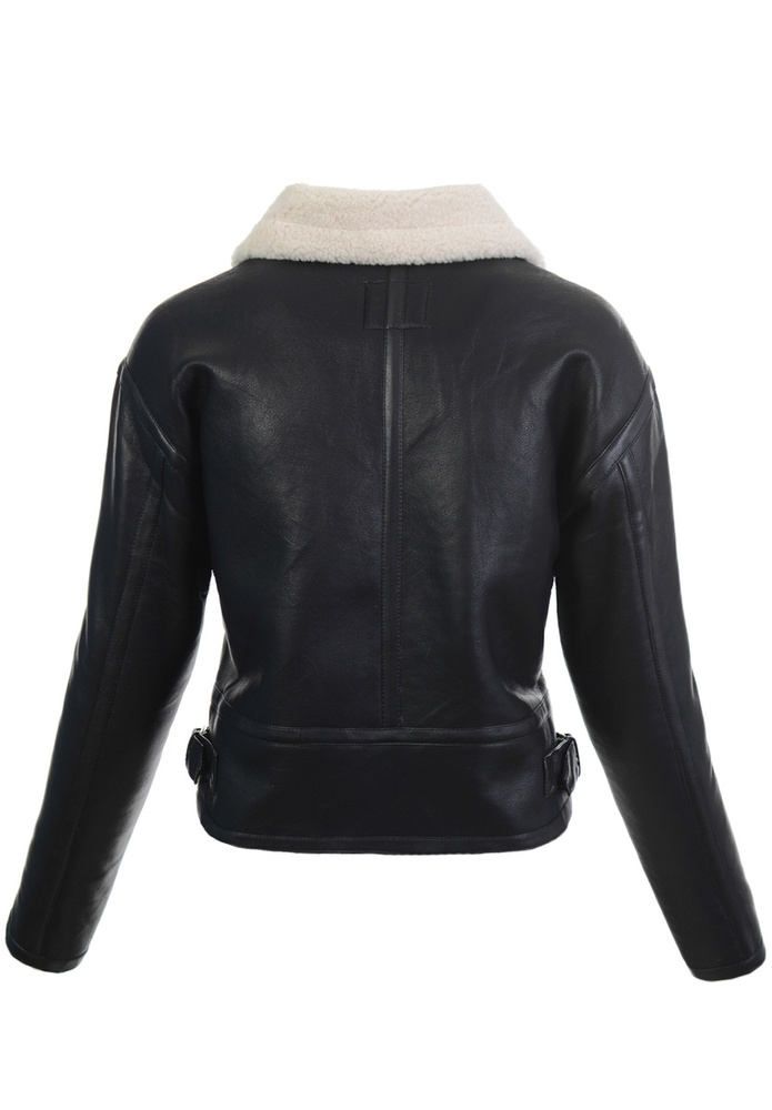 Damska Zimowa Kurtka Kożuszek Czarna