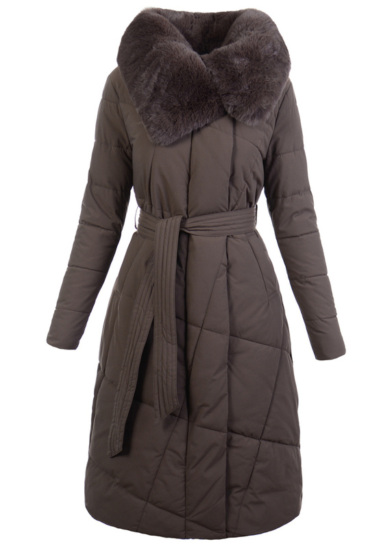 Damska Zimowa Ortalionowa Kurtka Brązowa
