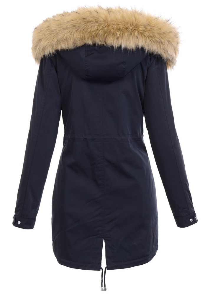 Damska Parka Kurtka 2w1 Zimowa Granatowa