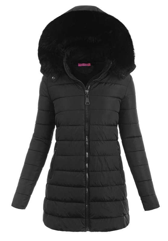Damska Zimowa Ortalionowa Kurtka Czarna