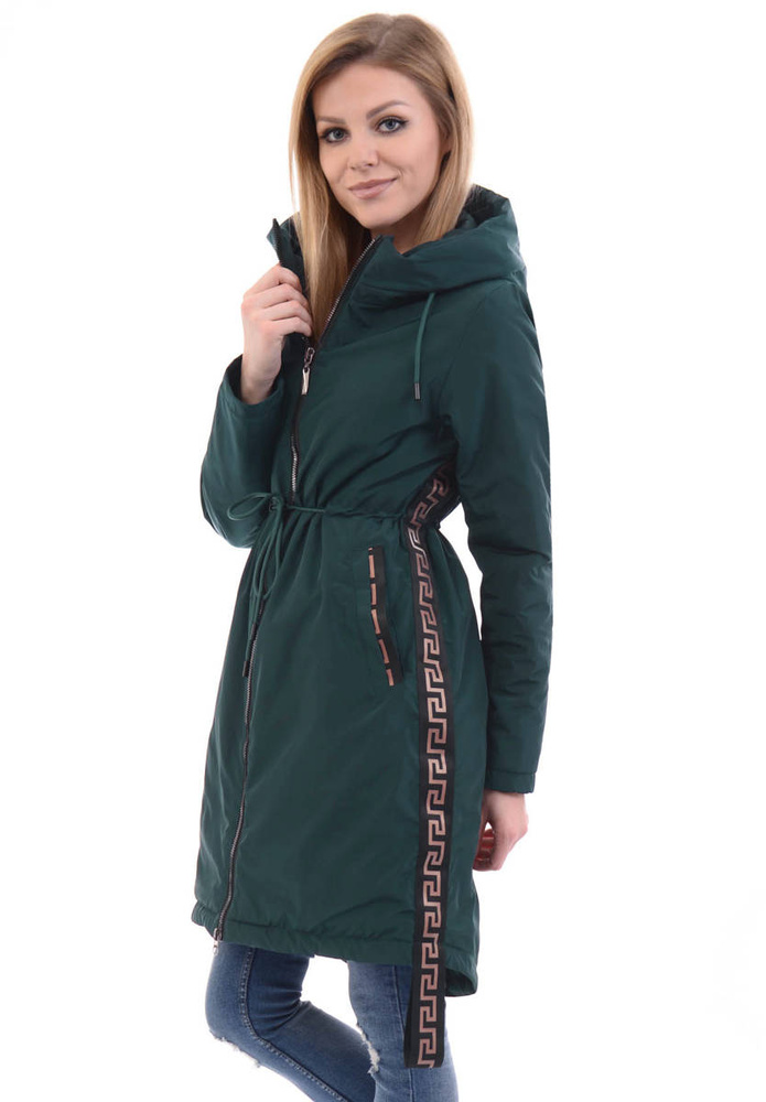 Damska Parka Wiosenna Zielona