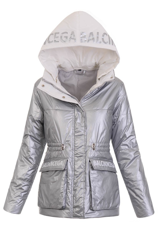 Damska Wiosenno-Jesienna Kurtka Srebrna