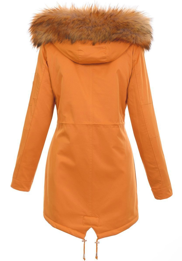 Damska Parka Kurtka Zimowa Camel