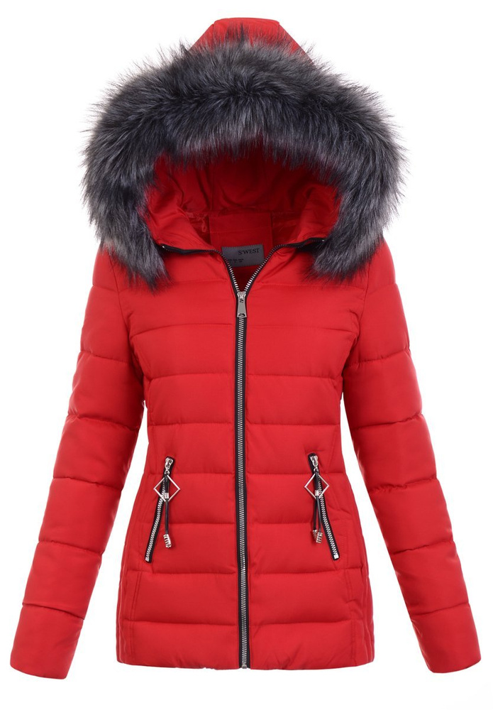 Damska Zimowa Kurtka Czerwona