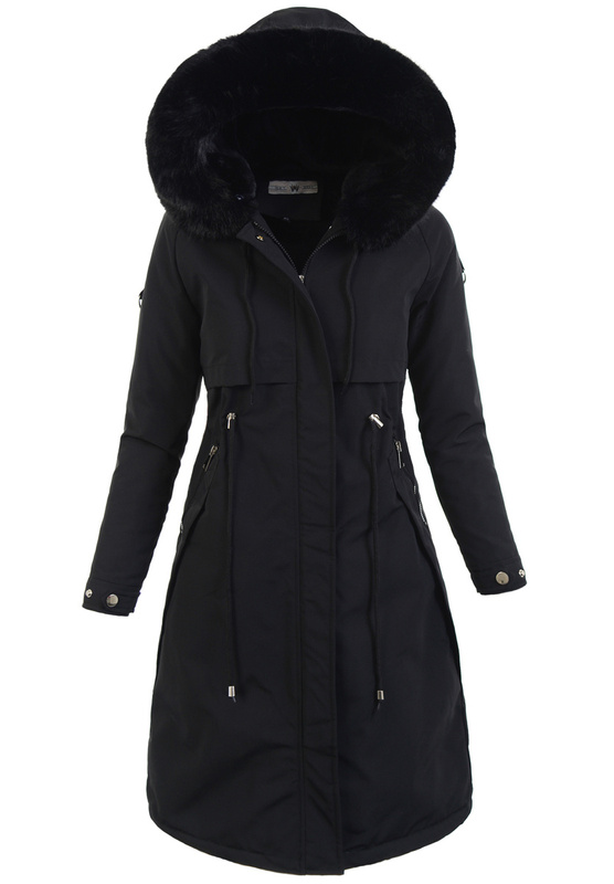 Damska Zimowa Ortalionowa Kurtka Czarna