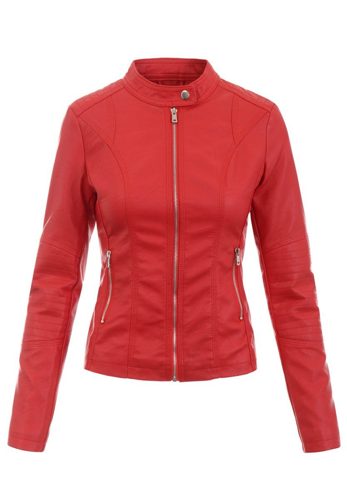 Damska Kurtka Ramoneska Czerwona