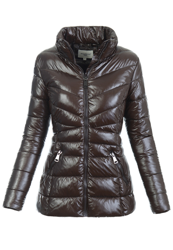 Damska Zimowa Ortalionowa Kurtka Brązowa