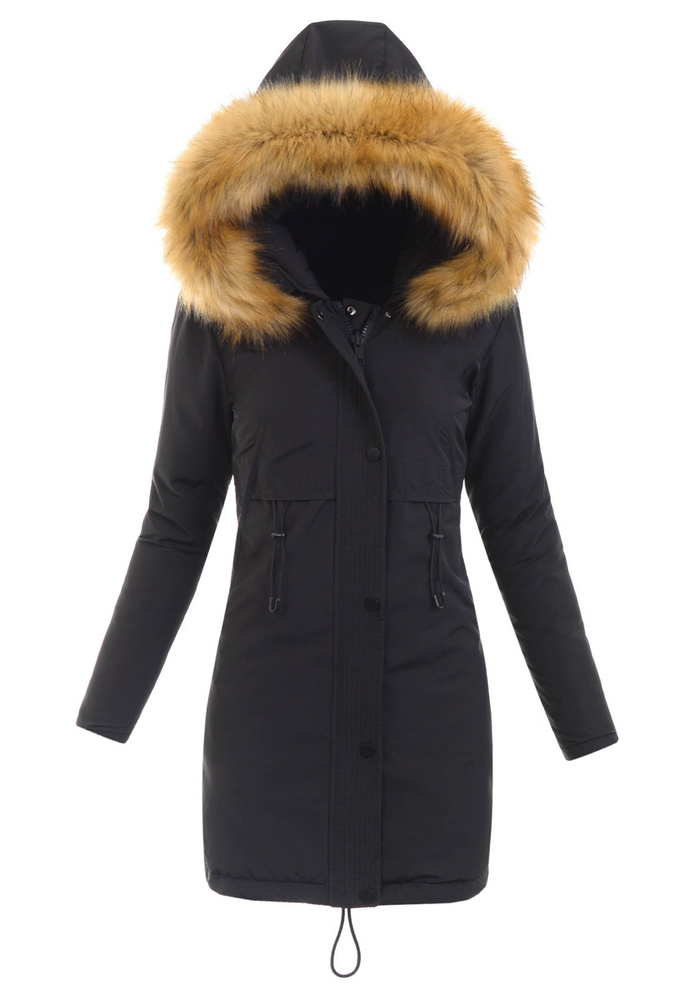 Damska Parka Kurtka 2w1 Zimowa Czarna