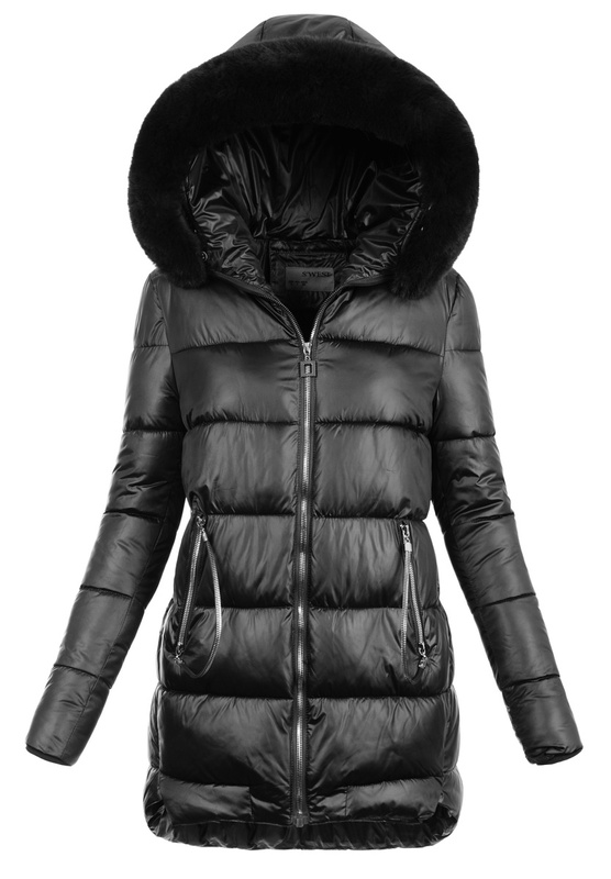 Damska Zimowa Ortalionowa Kurtka Czarna