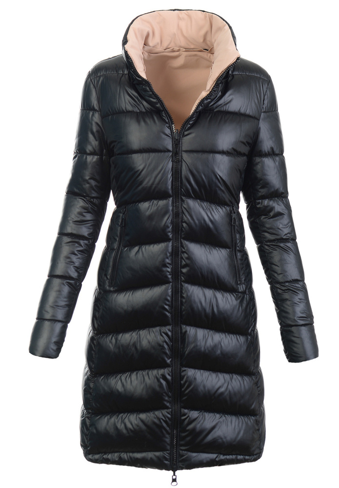 Damska Zimowa Ortalionowa Kurtka Czarna