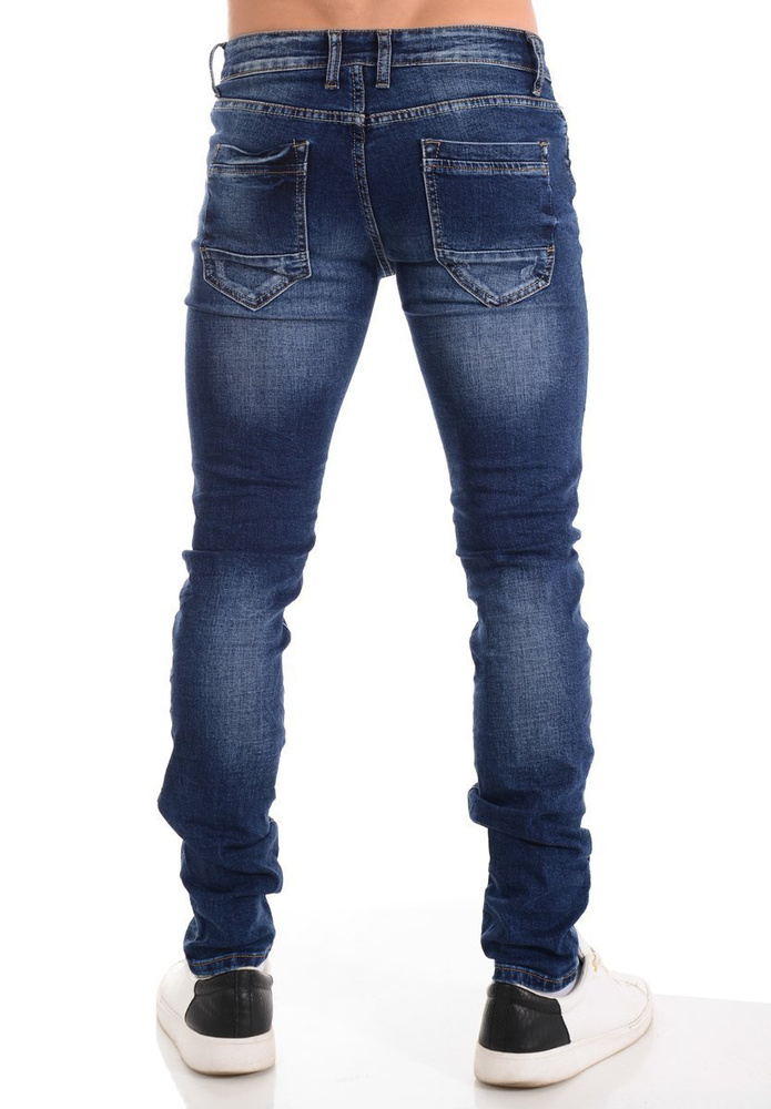 Męskie Spodnie Jeansowe Granatowe