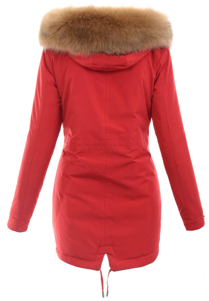 Damska Parka Kurtka Zimowa Czerwona