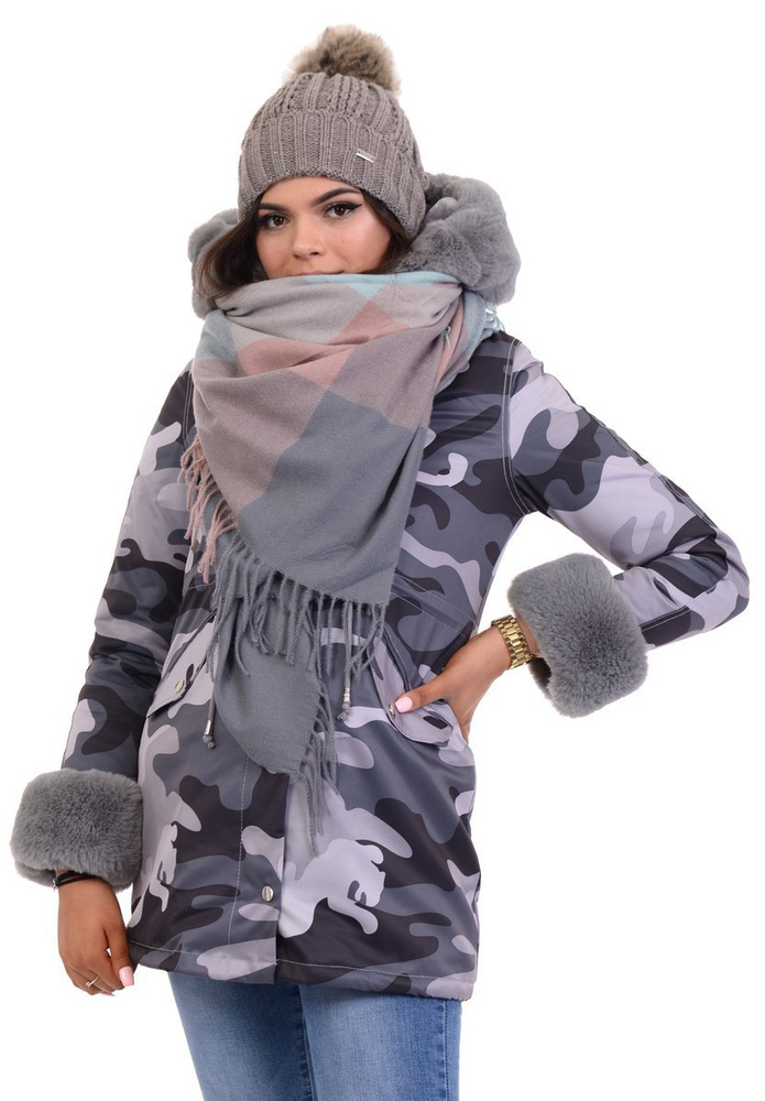 Damska Parka Kurtka Zimowa Moro