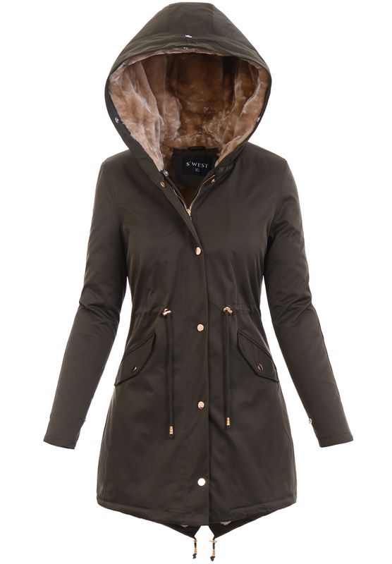 Damska Parka Kurtka Zimowa Khaki