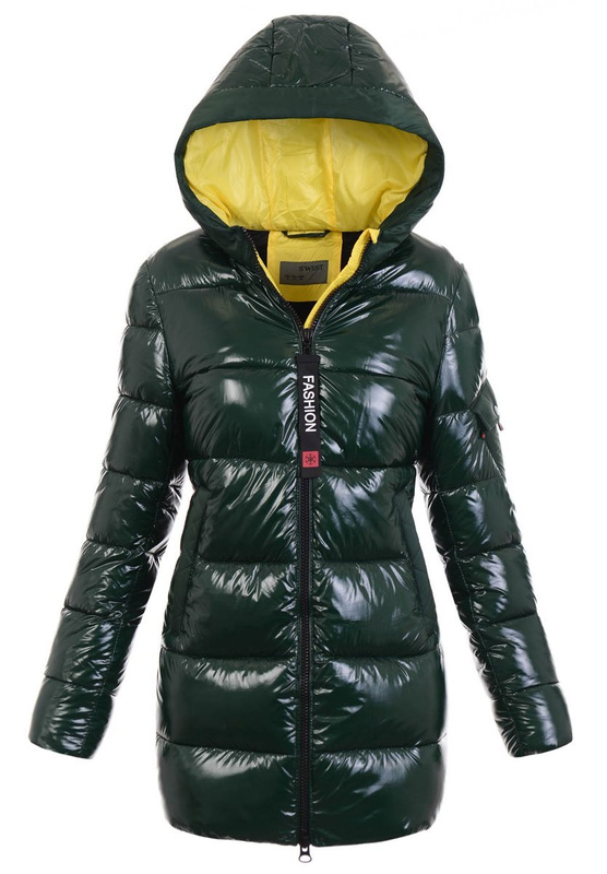 Damska Zimowa Kurtka Zielono-Żółta
