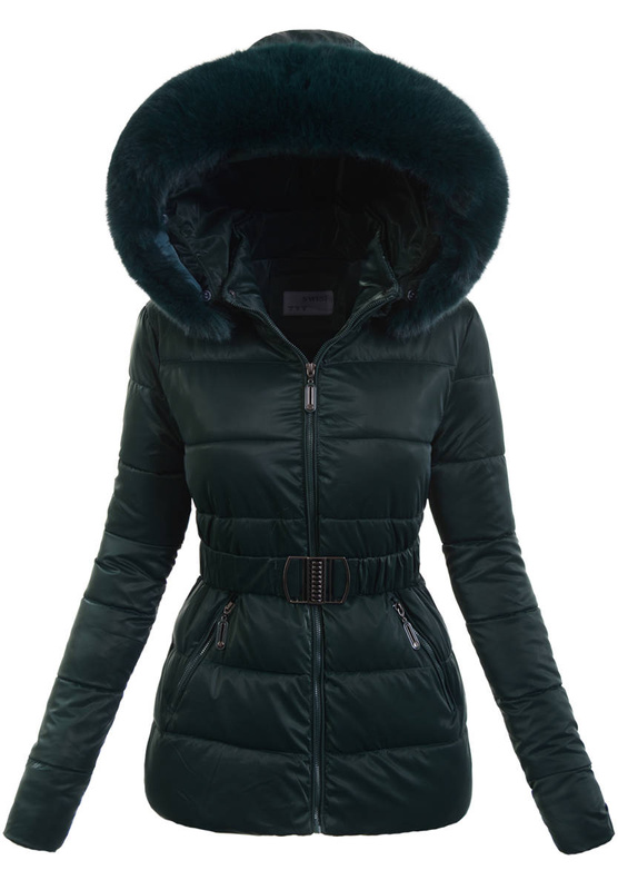 Damska Zimowa Ortalionowa Kurtka Zielona