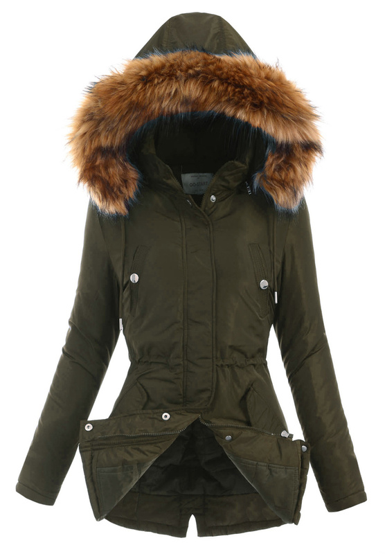 Damska Zimowa Ortalion Kurtka Khaki