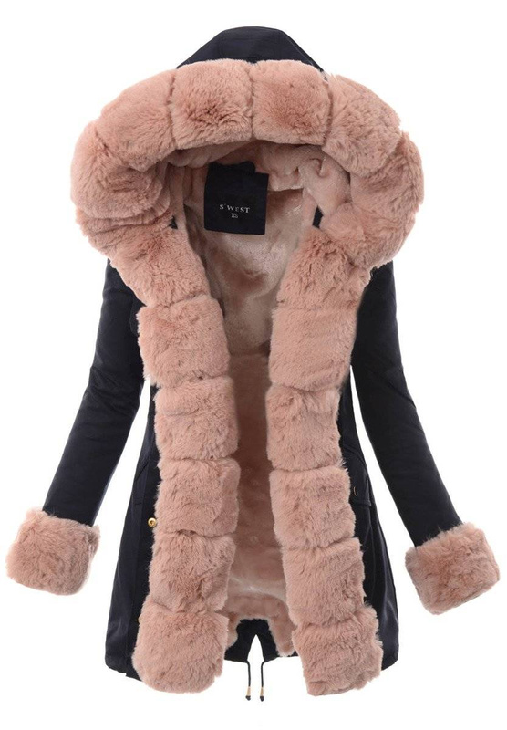 Damska Parka Kurtka Zimowa Granatowa