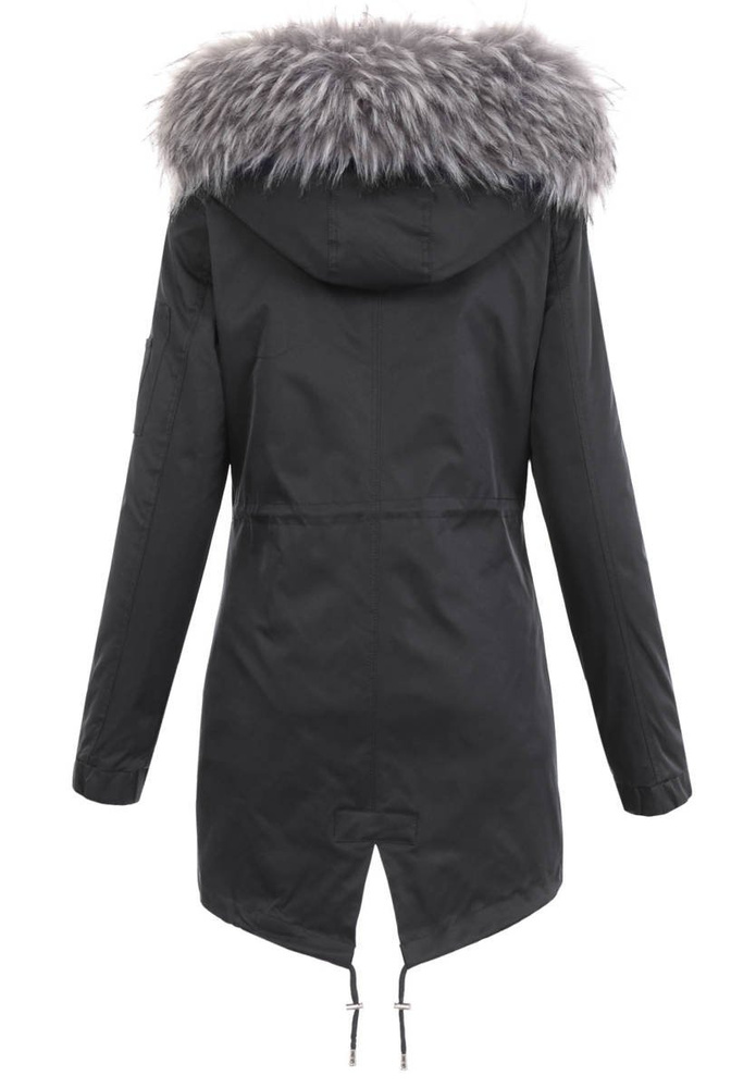 Damska Parka Kurtka 2w1 Zimowa Czarna