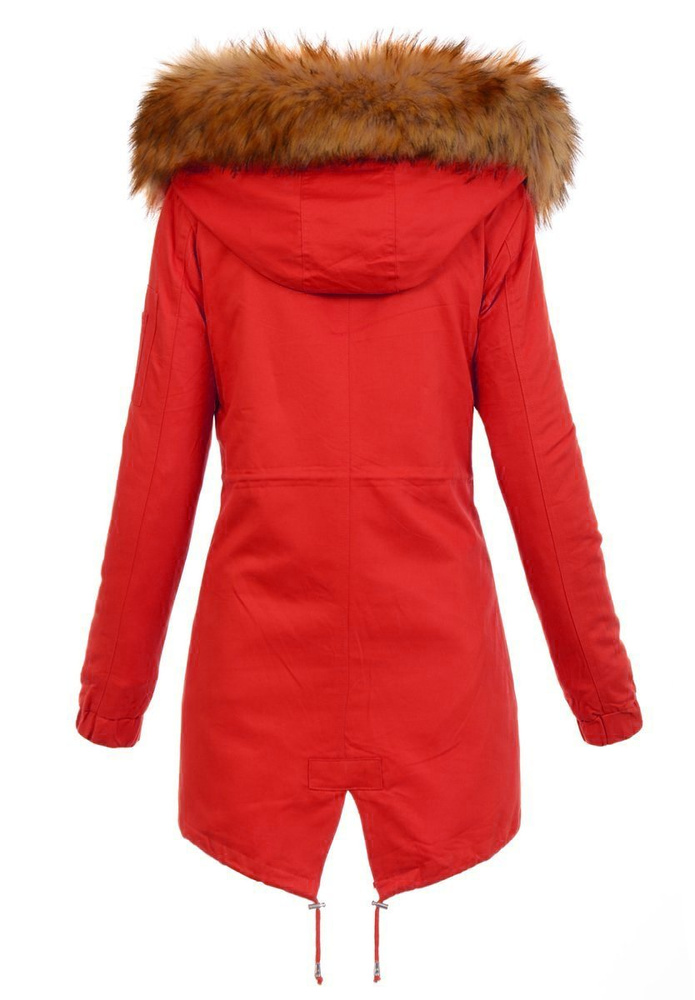 Damska Parka Kurtka 2w1 Zimowa Czerwona