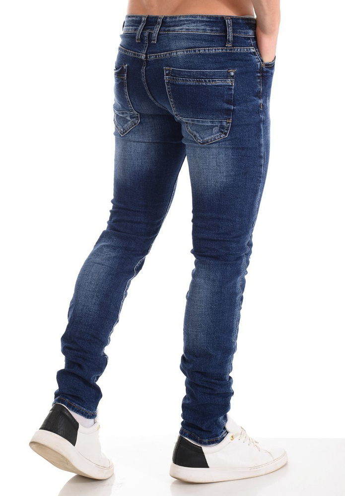 Męskie Spodnie Jeansowe Granatowe