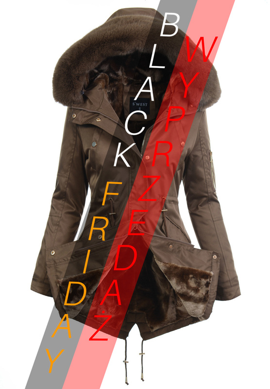 Damska Parka Kurtka Zimowa Brązowa