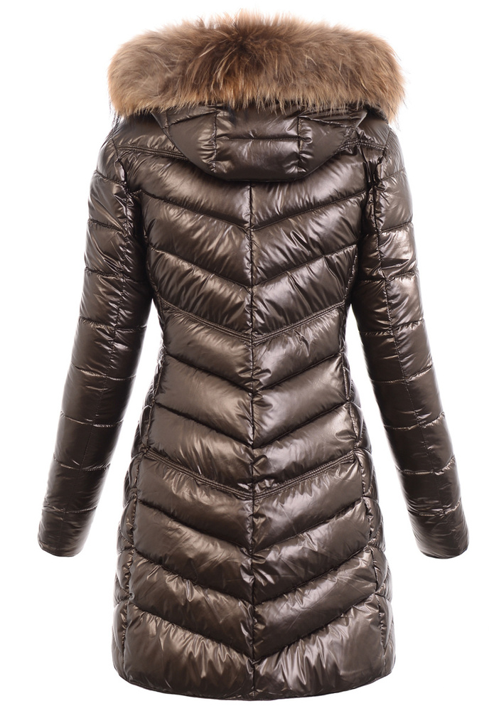 Damska Zimowa Ortalionowa Kurtka Brązowa
